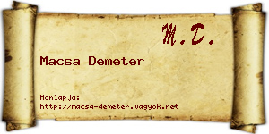 Macsa Demeter névjegykártya